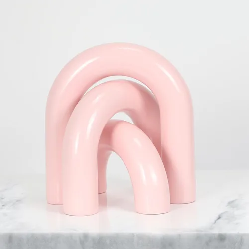 Vista 8 de HMASYO 3 piezas de estatua de objetos decorativos de arco rosa, estantería de mesa auxiliar, decoración estética para sala de estar, dormitorio