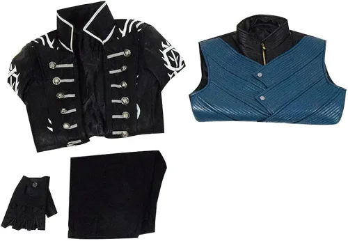 Vista 6 de Vergil DMC 5 - Chaqueta de cosplay para hombre, abrigo Virgil, chaleco para disfraz de Halloween