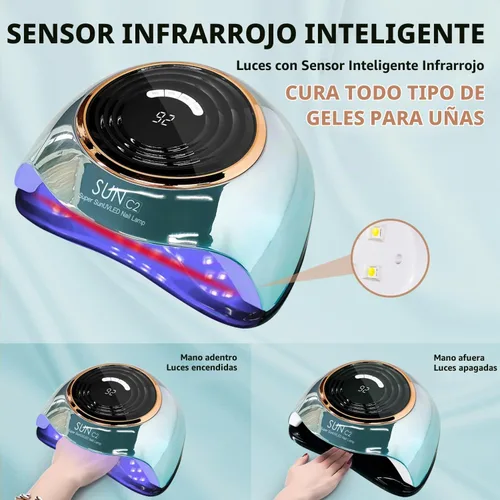 Vista 2 de Luz UV para Uñas 288W Lámpara de Uñas con 63 cuentas LED para esmalte de gel con pantalla LCD, sensor automático y 4 ajustes de temporizador