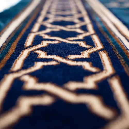 Vista 5 de Modefa Alfombra de oración islámica turca, Janamaz Sajada para múltiples personas, para familia, alfombra grande de reunión y oración en grupo, Azul