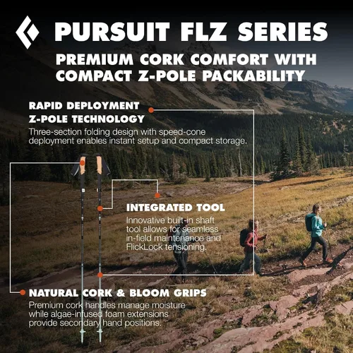 Vista 2 de BLACK DIAMOND Pursuit Adjustable Trekking Poles (Pair) Natural Cork Hiking