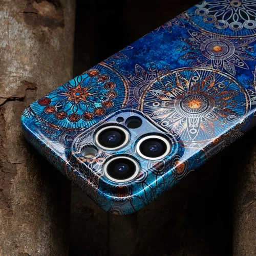Vista 7 de Funda de teléfono para iPhone 14 Pro Max, funda ligera de mandala bohemia para PC, protección contra caídas, funda bohemia para teléfono, soporte