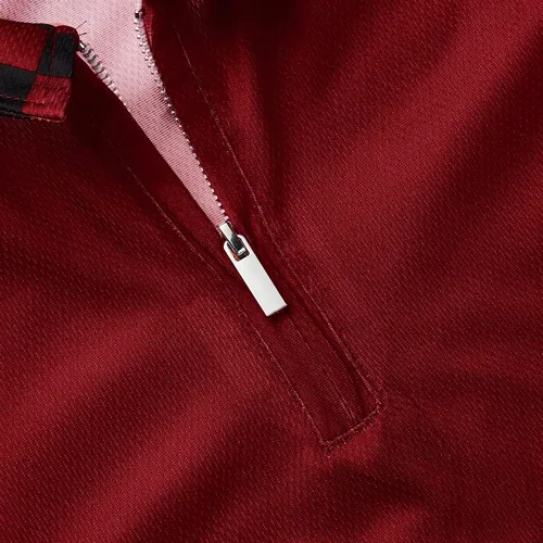 Vista 2 de Camisa polo de manga larga con cremallera y estampado gráfico a rayas, ajuste delgado, para hombre