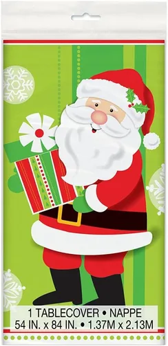 Vista 2 de Mantel de plástico con texto en inglés «Happy Santa Christmas», 84 x 54 pulgadas