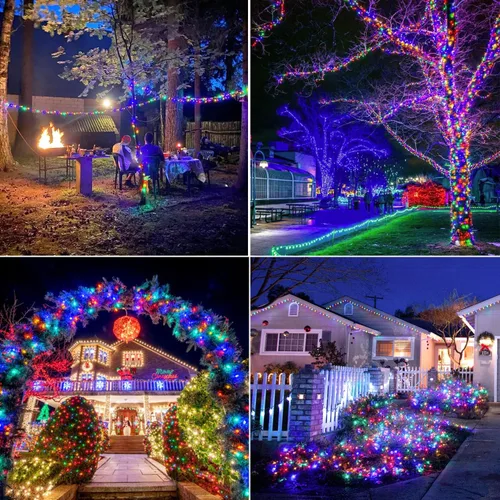 Vista 8 de JMEXSUSS Paquete de 2 luces solares de hadas de 100 LED, 2 paquetes de 200 luces LED solares de Navidad impermeables para exteriores