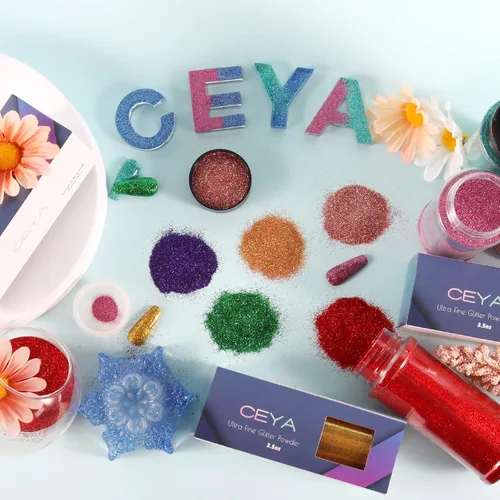 Vista 6 de Ceya Polvo de purpurina ultra fina de 3.8 onzas/110g, Admiral Blue Crafts Glitter de 1/128 pulgadas, 0.008 pulgadas, 0.2mm para slime, resina epoxi