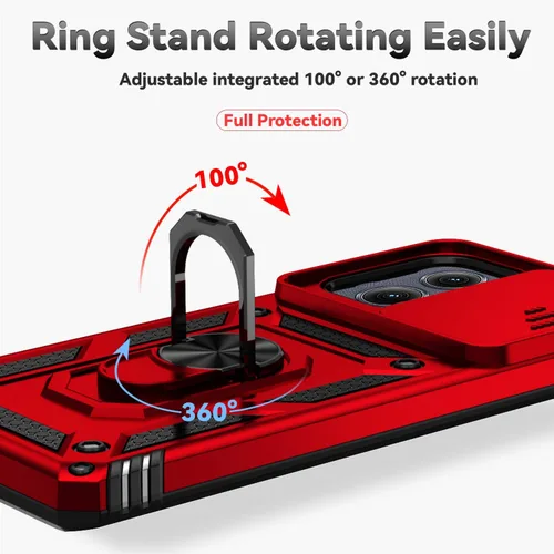 Vista 6 de Funda para Motorola Edge 2024 con cubierta deslizante para cámara, protector de pantalla HD [prueba de caídas de grado militar] Soporte de anillo