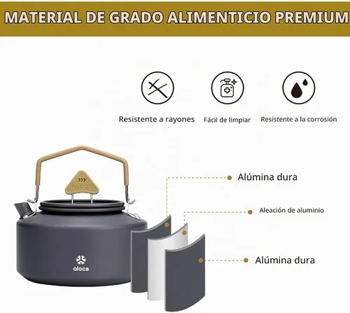 Vista 2 de ALOCS Hervidor de campamento ligero de 1.1 L