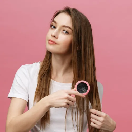 Vista 3 de 2 cepillos de pelo plegables para espejo de viaje, peine de pelo de bolsillo, cepillo de pelo con espejo, mini cepillo de pelo redondo para mujeres