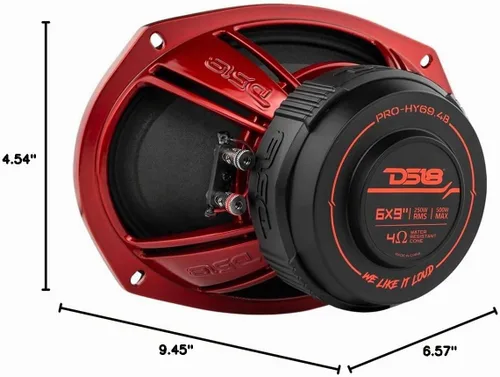 Vista 10 de DS18 PRO-HY69.4B - Altavoz híbrido de rango medio resistente al agua 6x9 con controlador de 1 pulgada, 500 W, potencia máxima de 4 ohmios, rango