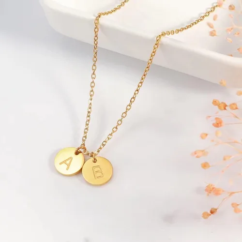 Vista 7 de EXEINCITE Two Initial Necklaces for Women Girls, 14K Gold Plated Dainty You and HerHis Initial Necklace Jewelry Personalized Gifts for Women Teen