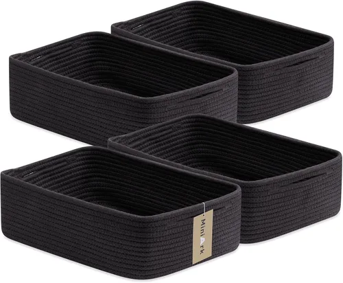 Vista 12 de MiniArk Cestas organizadoras grandes poco profundas de 15 x 11 x 5.1 pulgadas, contenedores de almacenamiento tejidos de cuerda para baño, estantes