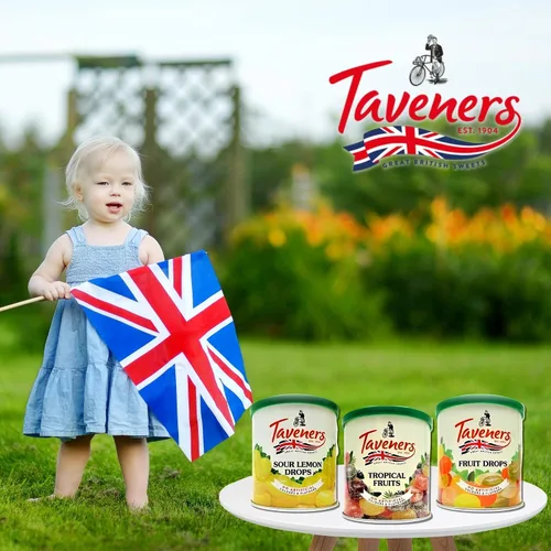 Vista 7 de Taveners - Gotas de frutas tropicales, surtido de dulces dulces, dulces duros de frutas tropicales en lata, dulces británicos, dulces tradicionales