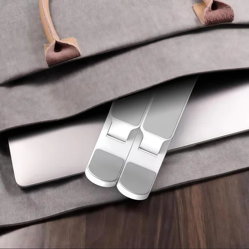Vista 4 de Soporte ajustable para laptop para escritorio, elevador plegable y portátil, soporte ergonómico para computadora multiángulo, soporte para Blanco