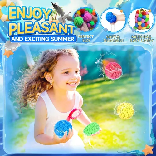 Vista 3 de 60 Piezas Pelotas de Agua Reutilizables, Globos de Agua Reutilizables para Juguetes y Juegos al Aire Libre, Juguetes de Agua para Niños y Adultos