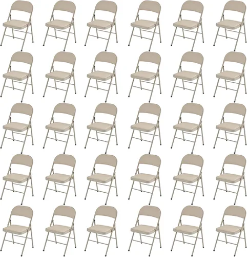 Vista 10 de Paquete de 4 sillas plegables negras, sillas plegables acolchadas con asiento y respaldo de piel sintética, sillas plegables de metal portátiles