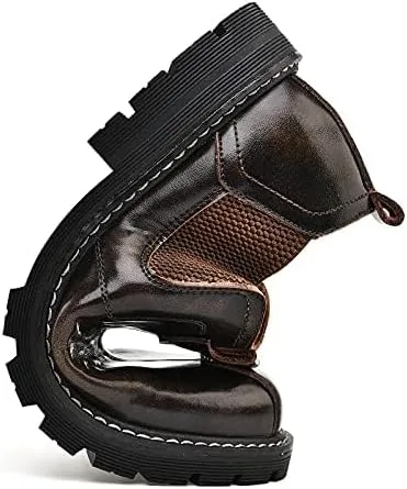 Vista 6 de Zapatos Oxfords para hombres de vestir casual botas para hombre zapato Chelsea cuero formal hombre moda marrón negro amarillo blanco tamaño grande