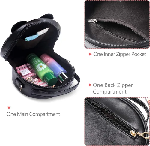 Vista 4 de Finex Mini bolso de viaje con diseño de lunares de Minnie Mouse NegroRojo Bolsa Redonda Viajar