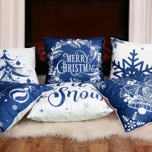 Vista 4 de Tatuo 6 fundas de almohada navideñas fundas de cojín decoración funda de almohada navideña decoración navideña funda de almohada decorativa