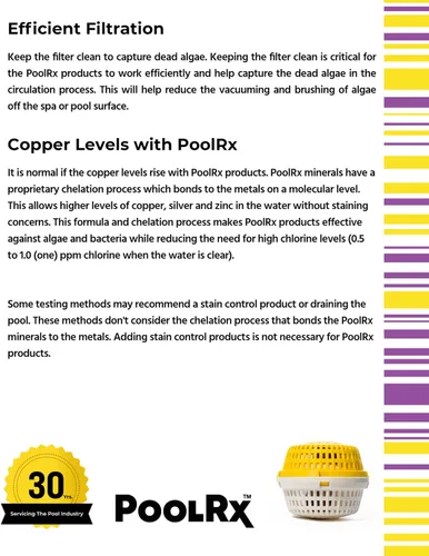 Vista 6 de PoolRx + Paquete de 4 unidades de algicida mineral, control de algas de hasta 6 meses, para 100-400 galones, amarillo y blanco, nueva fórmula