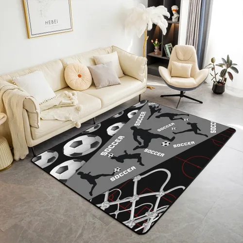 Vista 10 de Erosebridal Alfombra de baloncesto de 3 x 5 pies para niños y niñas, alfombra de área de jugadores de baloncesto, color negro, rojo y dorado
