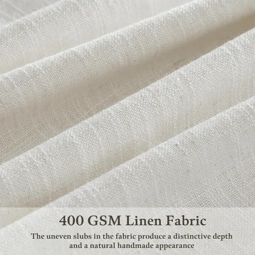 Vista 6 de TWODRAPES Cortinas de Lino Plisadas con Pinza Beige Blancas de 54 Pulgadas de Largo 2 Paneles para Comedor Cocina Dormitorio Plisadas Semi