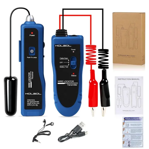 Vista 9 de Localizador de cables subterráneos y probador de cables F02 Pro con batería recargable de 1100 mAh para localizar cables y cables de control Gris