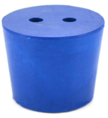 Vista 2 de EISCO Paquete de 10 tapones de neopreno, 2 agujeros – ASTM – Tamaño #0.236-1.024 in parte inferior, 1.260 in superior, 0.984 in Longitud – Adecuado