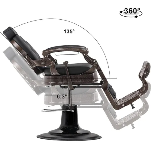 Vista 8 de BarberPub Silla de peluquero resistente, equipo de estilista 2933 (negro)