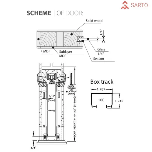 Vista 4 de Puerta corrediza francesa de bolsillo de 24 x 80 pulgadas con Veregio 7339 Oliva con vidrio esmerilado Kit de accesorios de riel Puerta