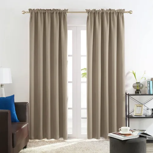 Vista 26 de Deconovo Cortinas opacas, aislamiento térmico, dobladillo para barra, reducción de ruido, certificado Oeko-TEX, cortinas de oscurecimiento