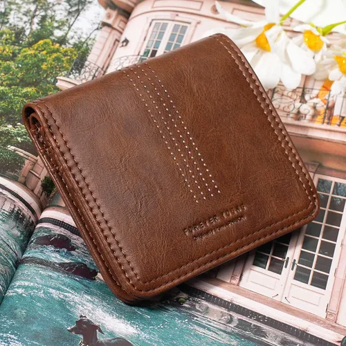 Vista 4 de APHISON Billetera para mujer, delgada y pequeña, cartera RFID para mujer, 01A125café, Moda