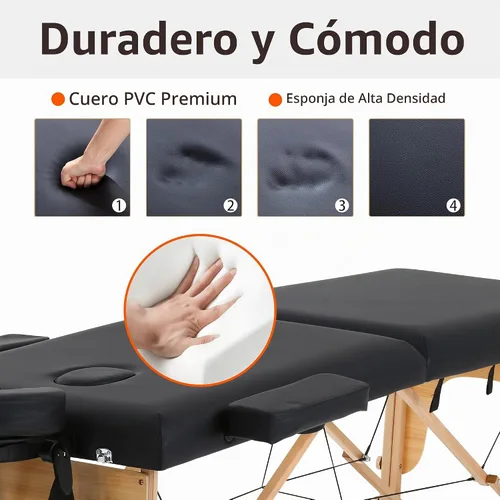 Vista 6 de PayLessHere Cama de Masaje Portátil Mesa de Masaje de 24 pulgadas de Ancho Cama de Pestañas 2 Plegable Altura Ajustable Mesa de Spa con Bolsa No