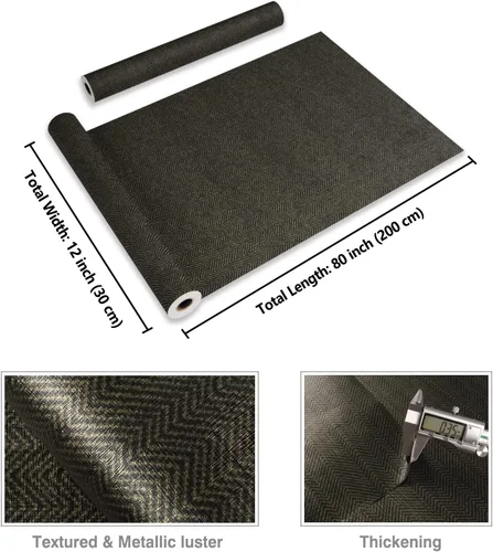 Vista 8 de CRE8TIVE Papel tapiz de pasto negro dorado para despegar y pegar, papel tapiz metálico de espiga con textura, autoadhesivo, tela extraíble, papel