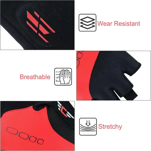 Vista 4 de JAUNTY Cycling Bike Gloves Men Gel Padded Half Finger Bicycle Gloves Shock-Absorbing Anti-Slip Breathable MTB Road Biking Fingerless Gloves for