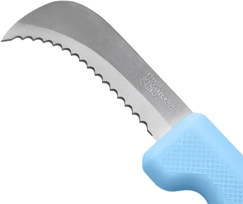 Vista 3 de Zenport K104-B Cuchillo utilitario de cosecha, hoja dentada, hoja de acero inoxidable de 3 pulgadas, azul