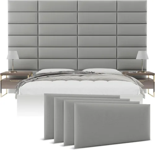 Vista 25 de Vänt - Paneles tapizados de pared, cabeceros de pared tamaño Queen/Full, color beige boucle, juego de 4 paneles