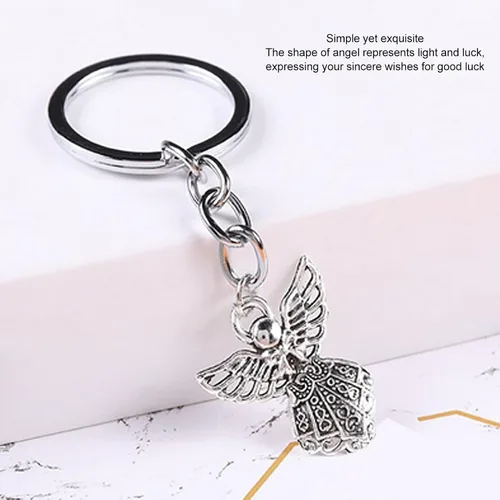 Vista 7 de TOPINCN 50Pcs Angel Pendant Keychain, Vintage Angel Charm Keychain Zinc Alloy Auspicious Meaning Guardian Angel Keyfor Women Girls Baby Baptism