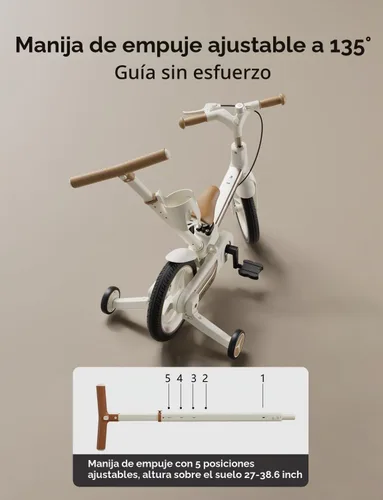 Vista 6 de Lecoco - Bicicleta Mejorada para Niños Pequeños con Manija de Empuje 6 en 1, Bicicleta de Equilibrio Juguetes con Ruedas de Entrenamiento, Brazos