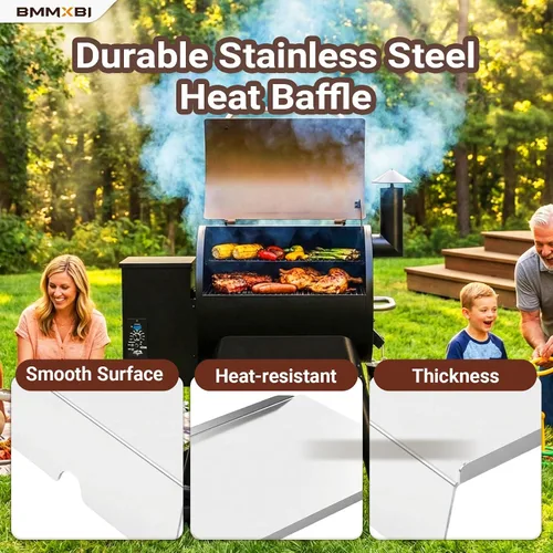 Vista 4 de Kit de bandeja de goteo, deflector de calor y forros de bandeja de grasa para parrillas de pellets Traeger Pro 22 Series, reemplazo de bandeja