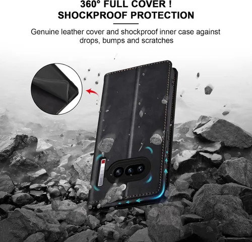 Vista 4 de Jasonyu Funda tipo cartera con tapa para Nothing Phone 4a 5G, funda magnética de cuero con tarjetero, función atril, funda protectora duradera