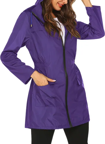 Vista 3 de Chubasqueros para mujer, impermeables, ligeros, plegables, para exteriores, con capucha