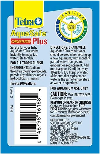 Vista 3 de Tetra AquaSafe Plus 3.38 onzas, acondicionador de agua para acuario y declorinador