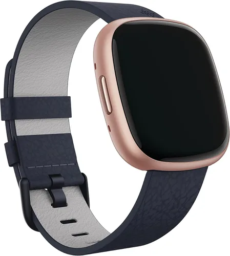 Vista 3 de Fitbit Correa de cuero vegano, accesorio de 0.99 pulgadas, índigo, grande *Compatible con Sense 2, Sense, Versa 4 y Versa 3