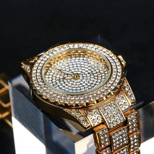 Vista 4 de Smalody Round Luxury Women Watch Crystal Rhinestone Diamond Watches Stainless Steel Wristwatch Iced Out Watch with Japan Quartz Movement for Women