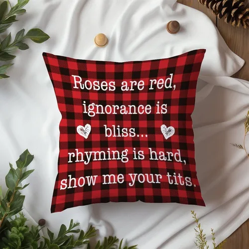 Vista 3 de Fundas de almohada de San Valentín con diseño de cuadros de búfalo de 16 x 16 pulgadas, fundas de almohada para el día de San Valentín, fundas