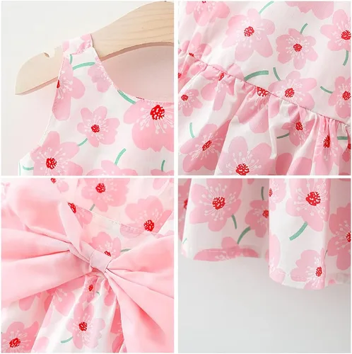 Vista 18 de Vestido tutú de verano para niñas pequeñas, sin espalda, vestido de princesa para fiesta de cumpleaños, vestido de verano con lazo floral