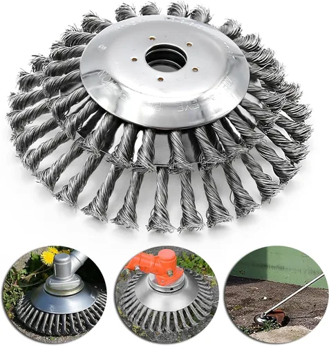 Vista 7 de Cabezal cortador de malezas de alambre de acero giratorio de 6 pulgadas + 8 pulgadas con cabezales universales compatibles con recortadoras