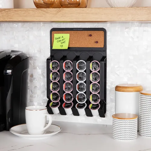 Vista 2 de Mind Reader despachador de cápsulas de café para montar en pared o en el refrigerador negro con parte superior de corcho, ninguno , Negro