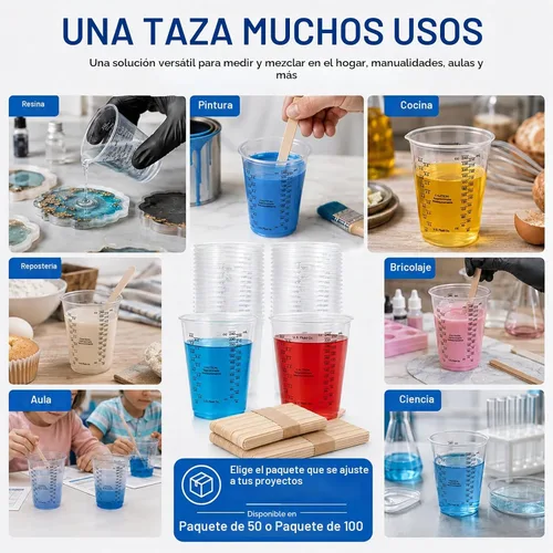 Vista 9 de Taeku Vasos medidores de plástico con varillas de mezcla, taza transparente